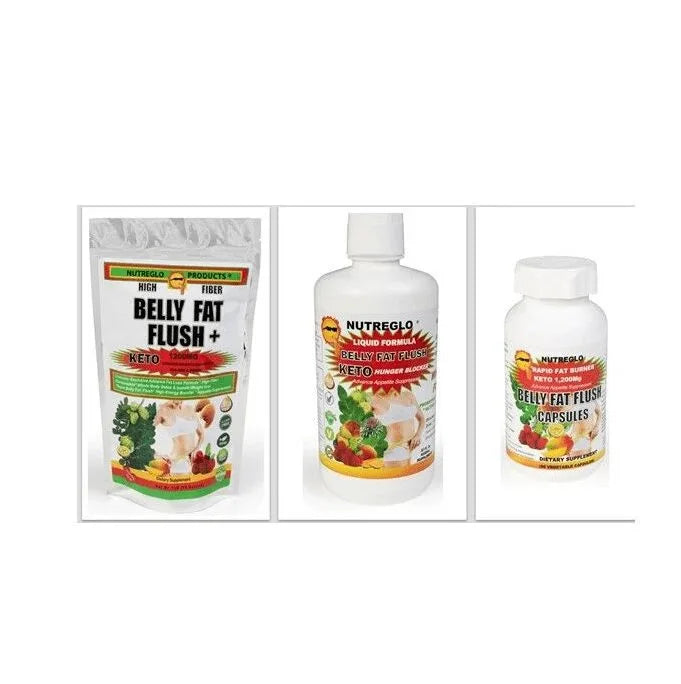 Belly Fat Flush (1 LBS, 8 oz Appetite Suppressant with Keto1,200mg & 90 Capsules